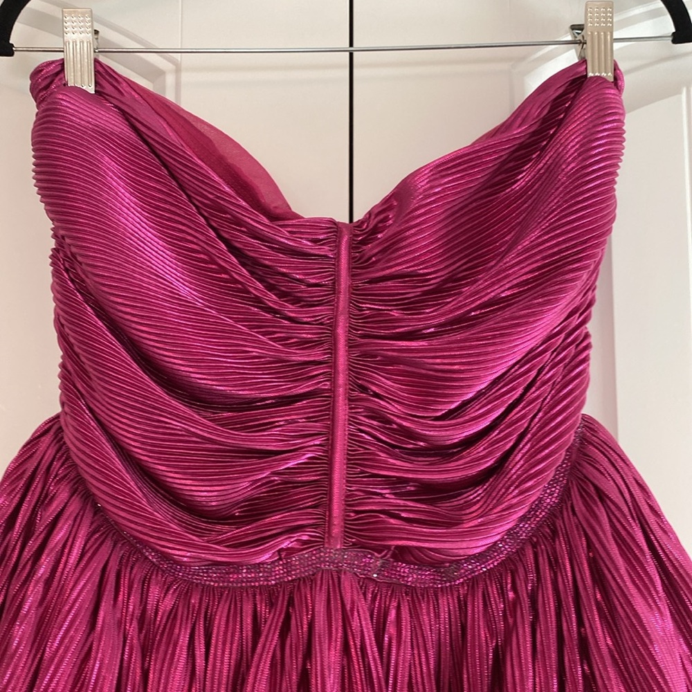 Bronx & Banco NWT Womens Florence Fuchsia Mini Dress Gold Zipper Tulle Size 8 US - Picture 4 of 16